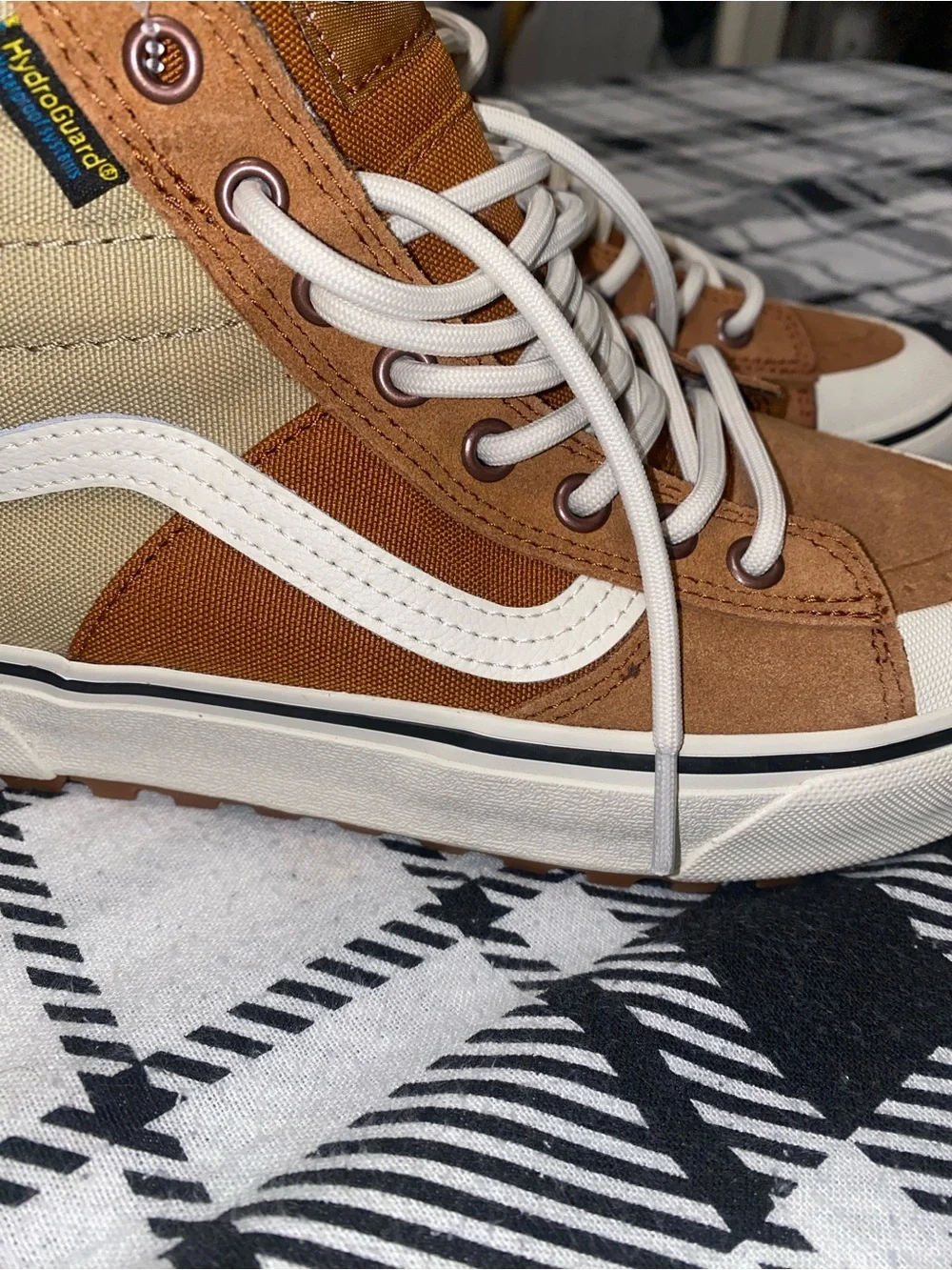 Vans Men’s Sk8-Hi High-Top Sneakers in Rust Brown and Beige